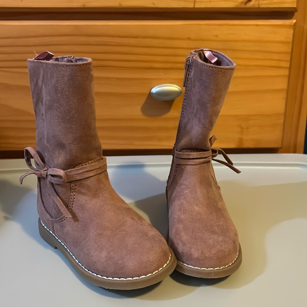 Toddler tall pink/brown boots